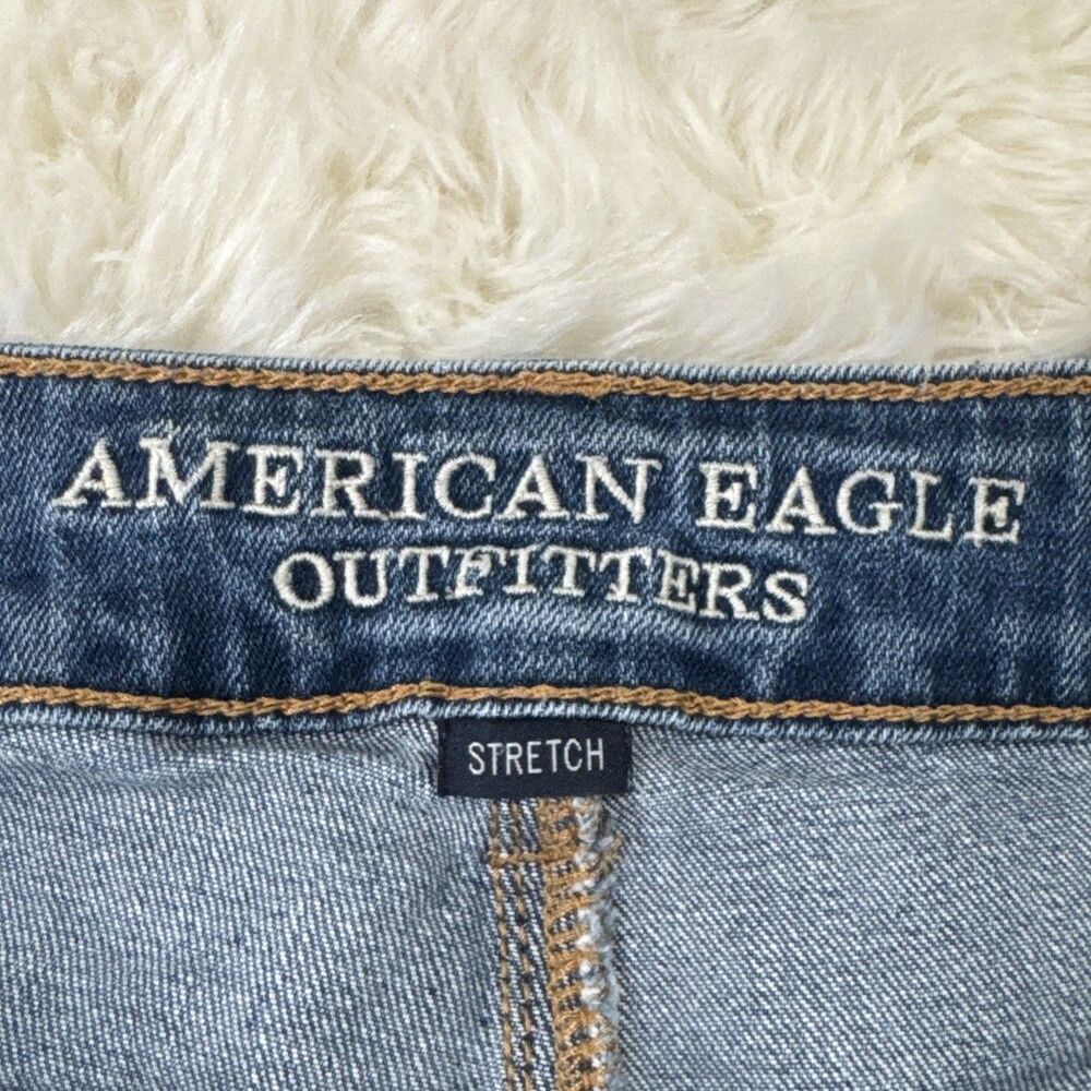 American Eagle Hi Rise Shortie Shorts 2 (W26 Inseam 1.5) Blue Distressed Womens - Picture 4 of 11